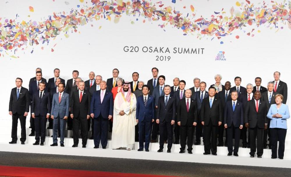 G20 leaders pose for family photo as Summit begins in Japan