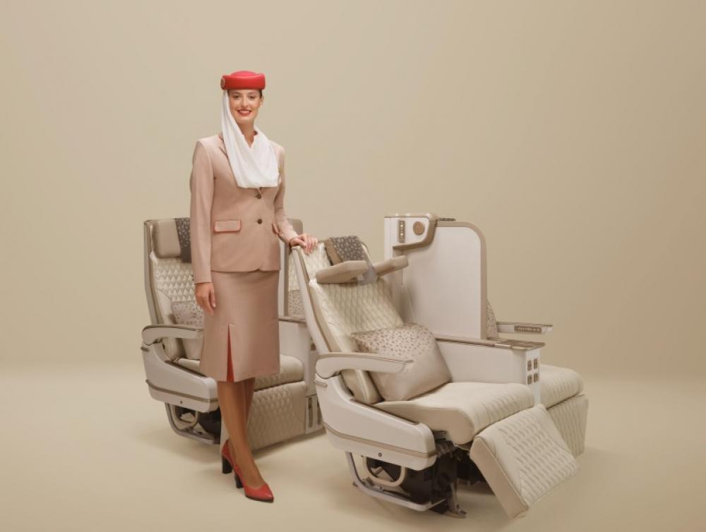 Emirates&rsquo; new premium economy seat lets passengers create their own private space 
