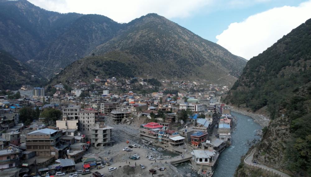 Aerial view of Swat after floods abated