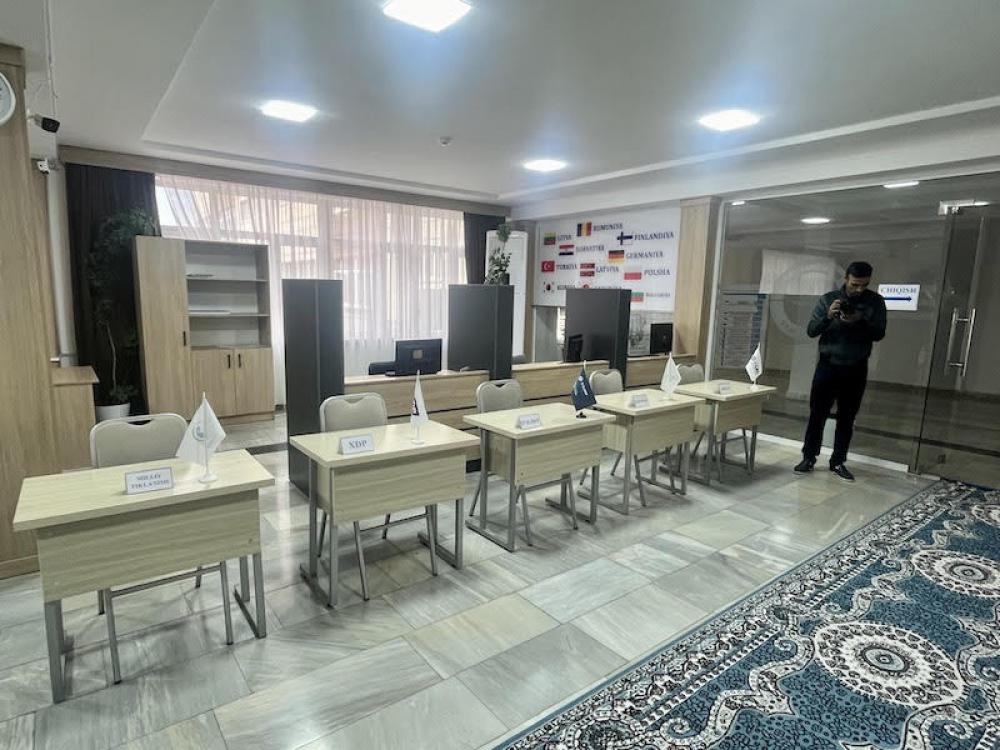 A polling centre in Fergana all set for holding the ballots. Photo by Sujoy Dhar