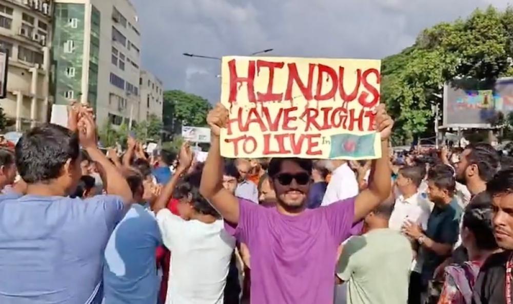 Bangladesh: Minority Hindus protest in Dhaka, demands security for Durga Puja from interim govt