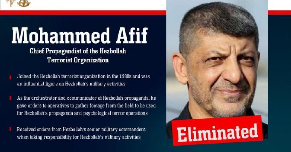 Middle East conflict: Israel confirms 'elimination' of Hezbollah media chief Mohammed Afif during strike in Beirut