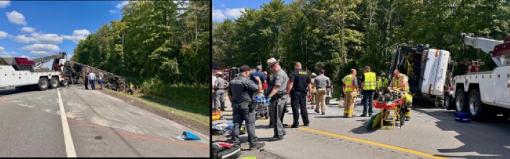 Five tourists die after New York-bound bus carrying 54 passengers crashes Five tourists die after New York-bound bus carrying 54 passengers crashes