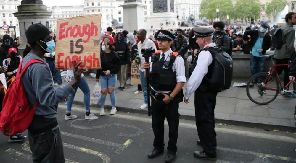 Protesters, police face off in London during march against George Floyd killing
