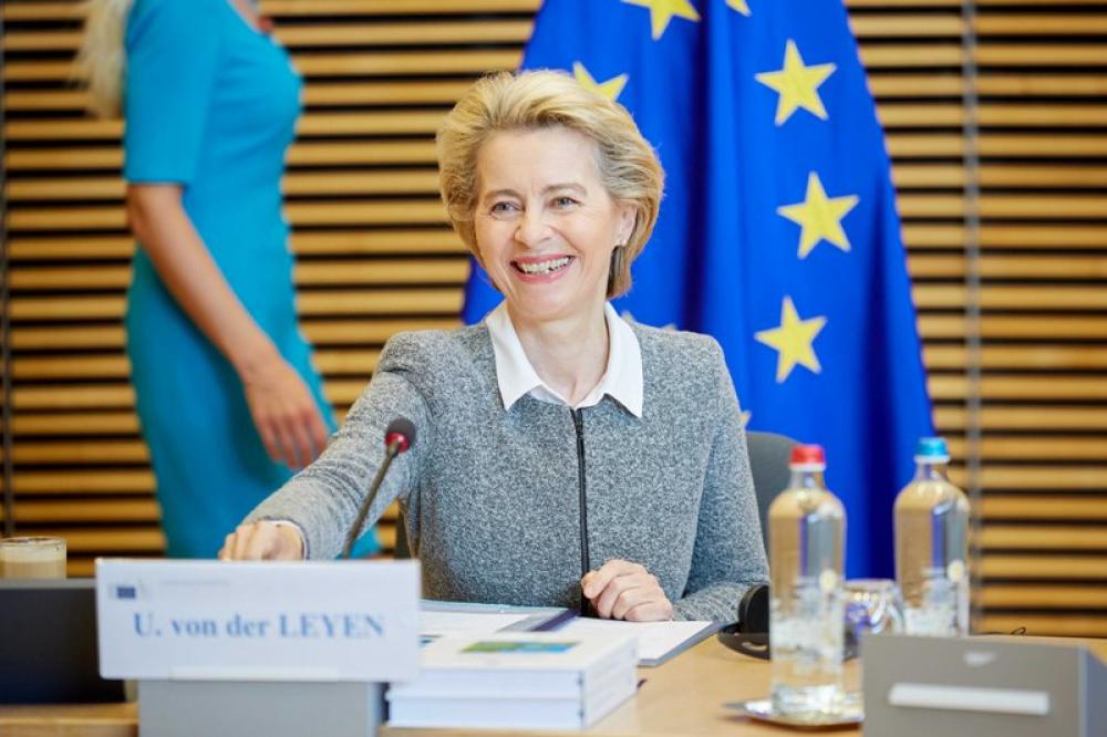 European Commission Prez Ursula von der Leyen chairs seminar of College of Commissioners at EU headquarters in Brussels 