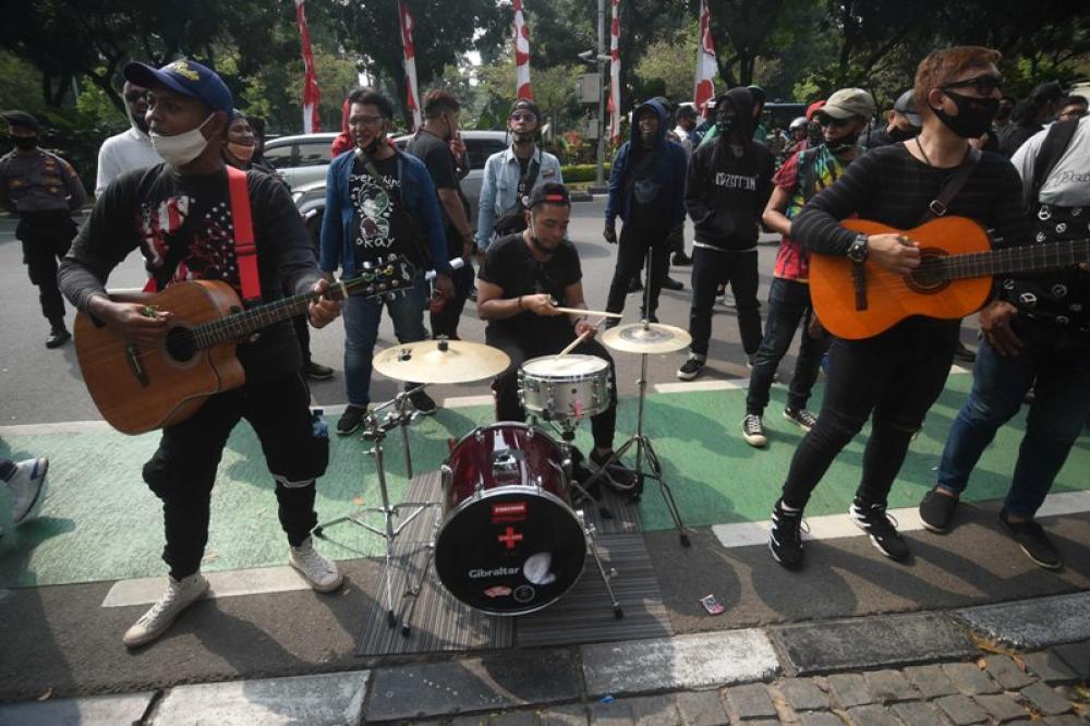 Protest demanding live music in Jakarta