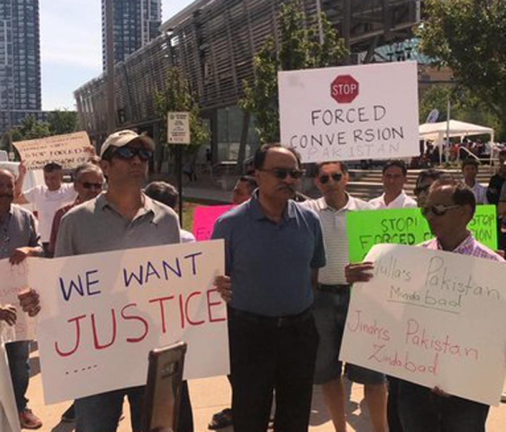 Sindhi community protests in Canada against forced conversion of minor Hindu girls in Pakistan
